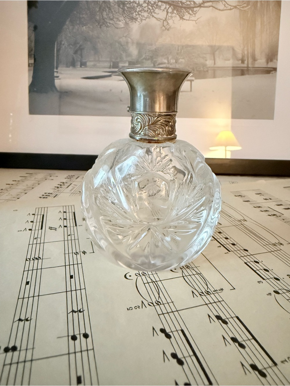 Vtg 1989 Ralph Lauren Safari Perfume Bottle - Cut Crystal - sterling silver